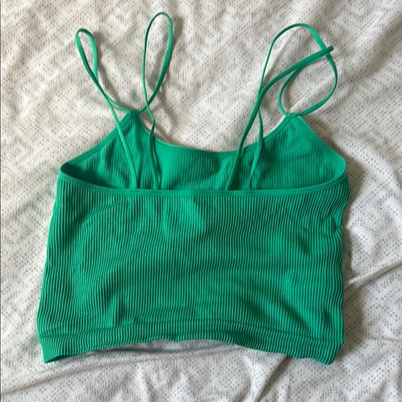 Green Ribbed Crop Top - Picture 2 of 2